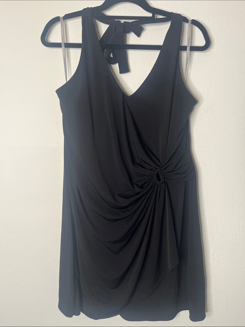 Tommy Bahama Black Sleeveless Knot-Front Mini Dress